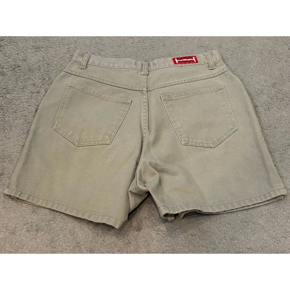 Halston Jeanswear Khaki Tan Denim Shorts High Waisted Cotton Size 8 Vintage